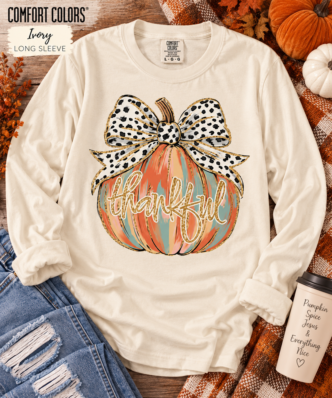 Thankful Pumpkin Comfort Colors Long Sleeve