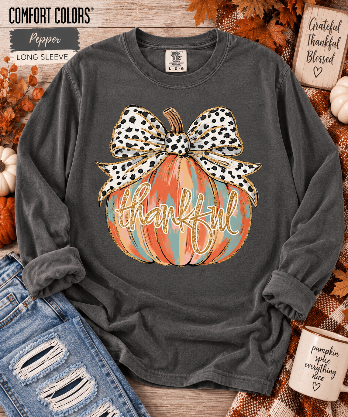 Thankful Pumpkin Comfort Colors Long Sleeve