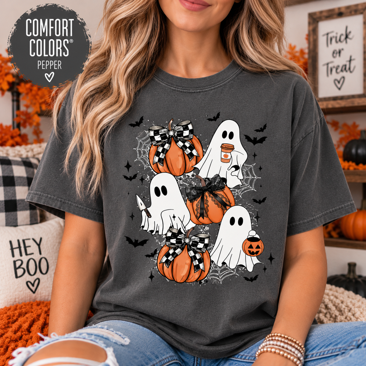 Pumpkin Ghosties Comfort Colors Tee