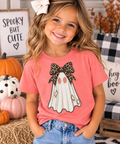 Coquette Leopard Bow Ghost Kids Tee